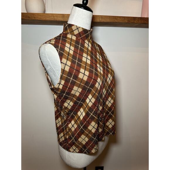 Worthington Women's Vintage 90s Glitter Tank Argyle Bronze Metallic Size MP - Picture 3 of 7